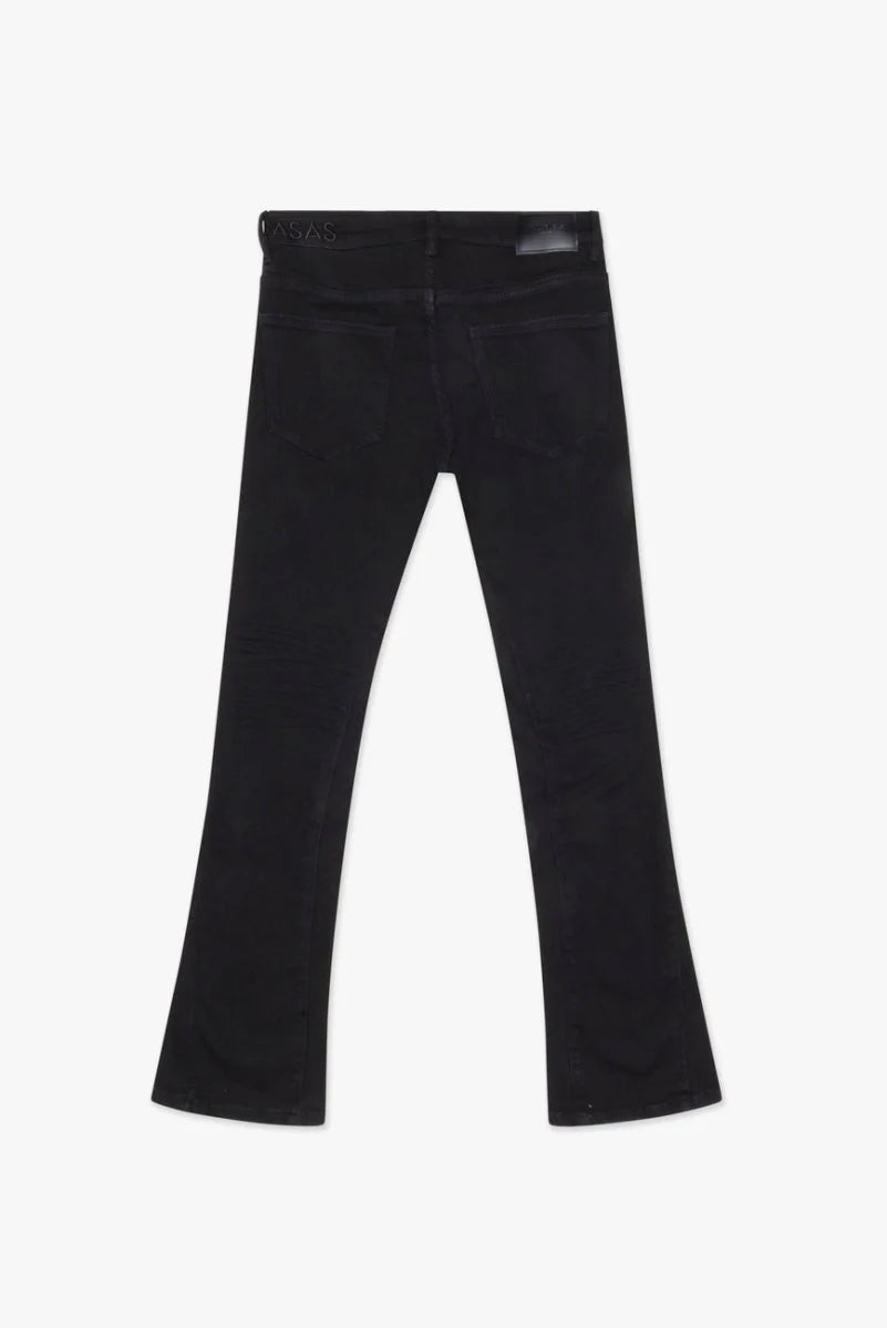 Back View of the Valabasas Mr.Stacked - BLACK Jeans