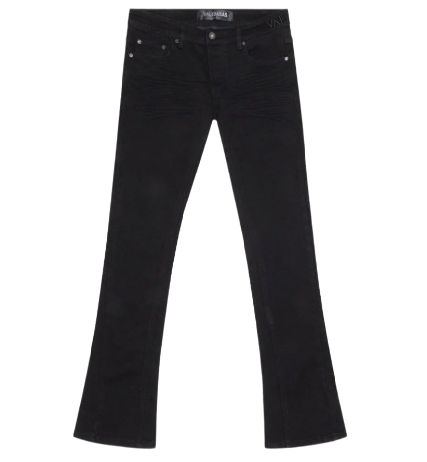 Front View of the Valabasas Mr.Stacked - BLACK Jeans
