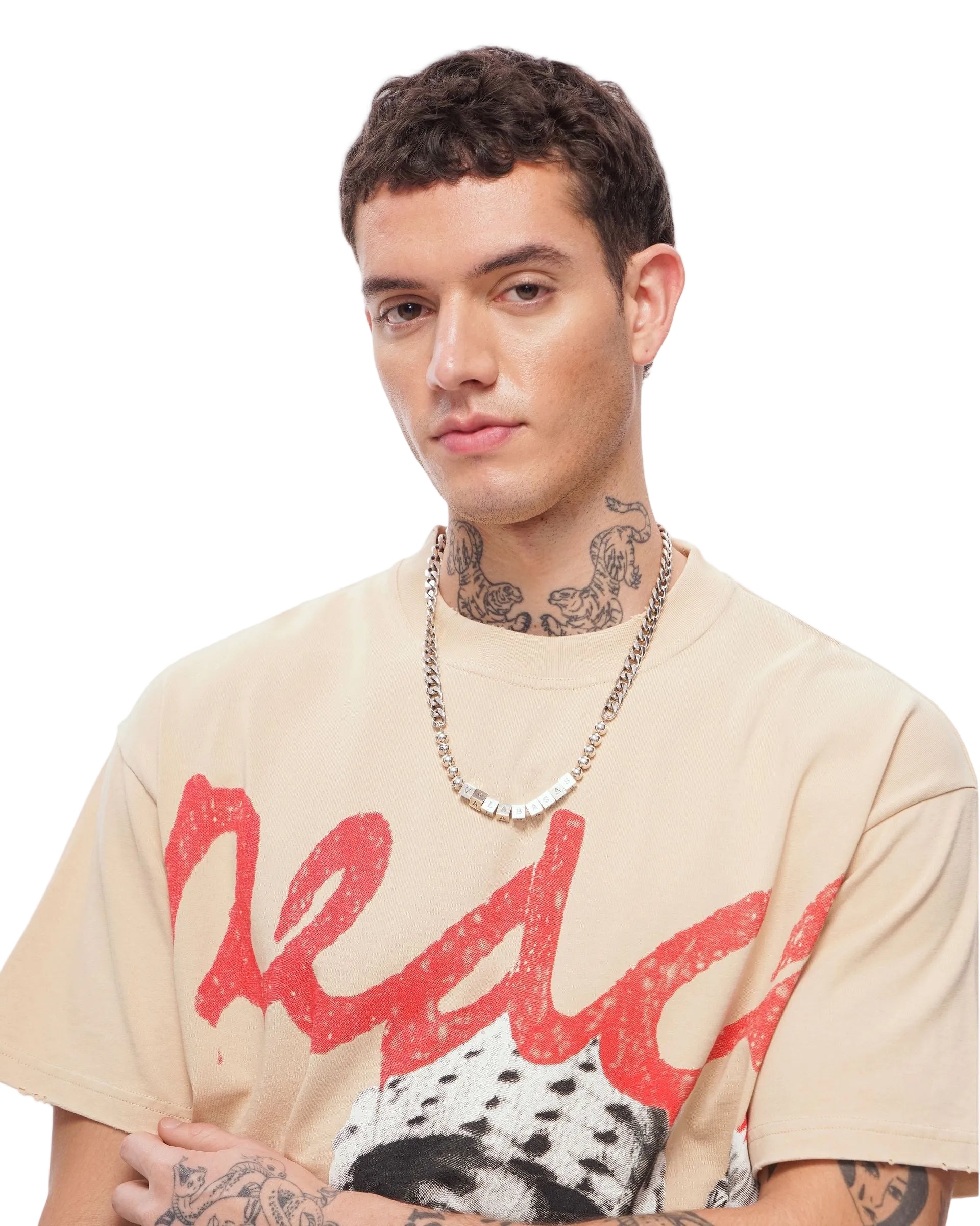 Front Close Up View of the Valabasas "PEACE/PURGE" Graphic Tee