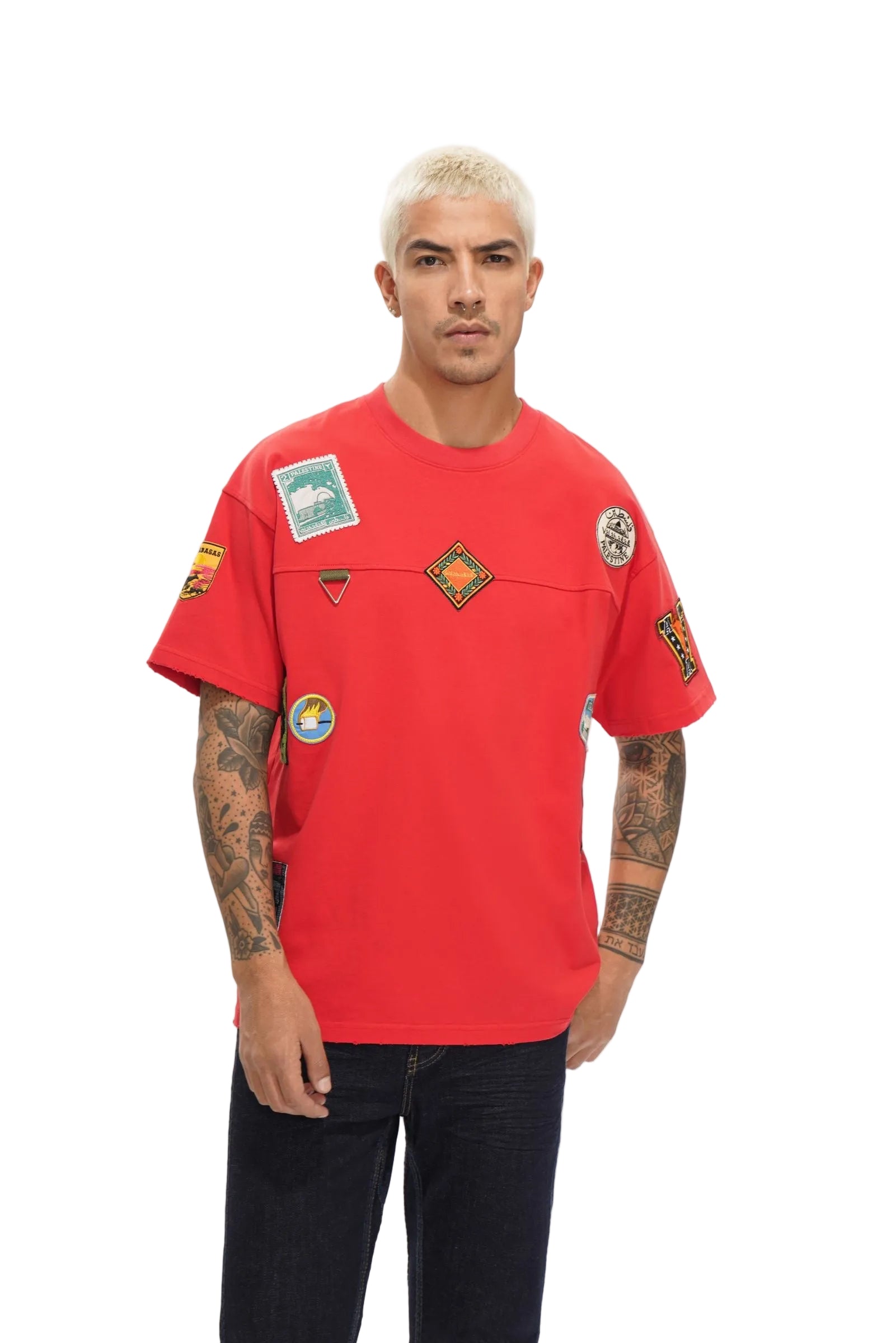 Front View of the "PIONEER" RED T-shirt by Valabasas
