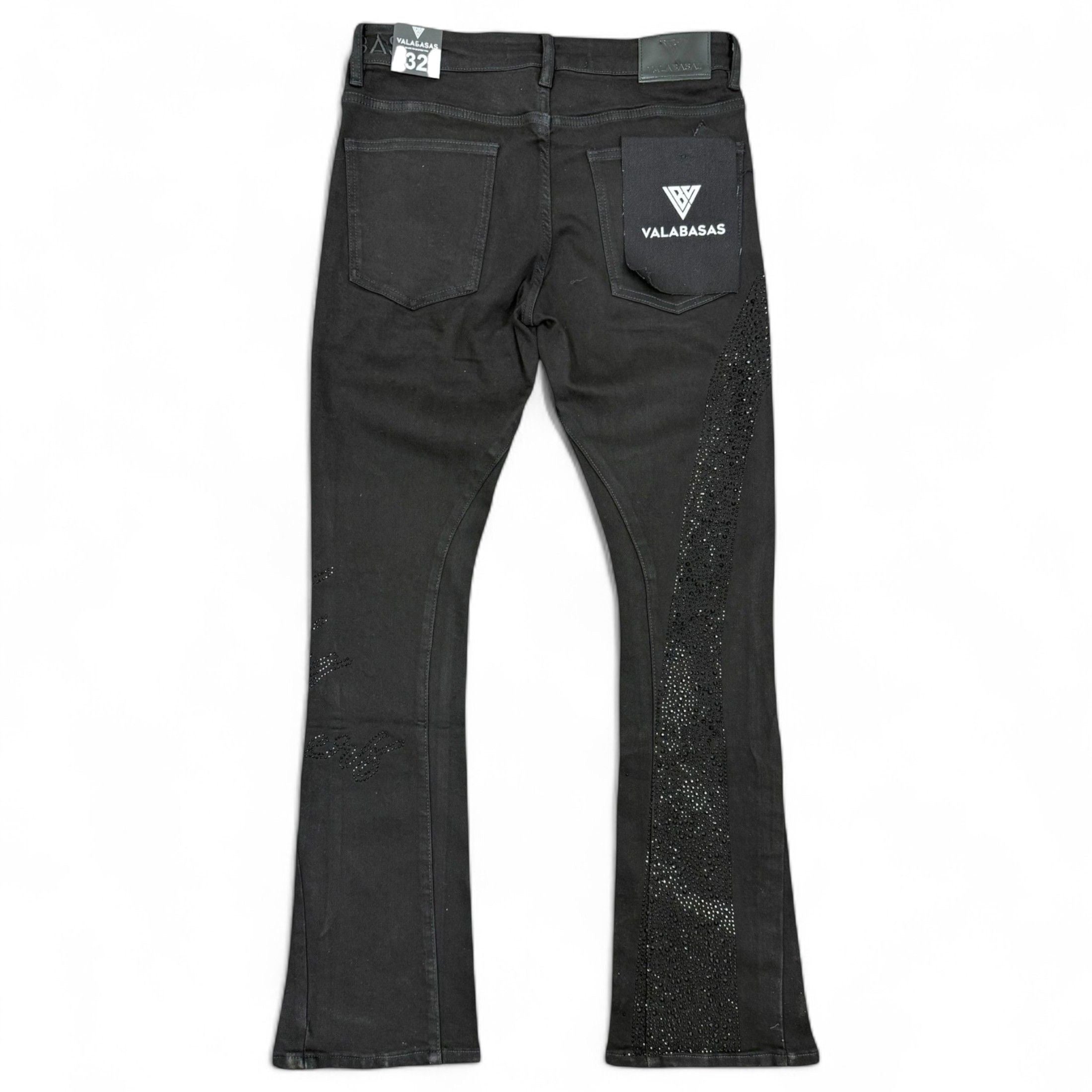 Back View of the SCRIPTED STACKED Jeans by Valabasas