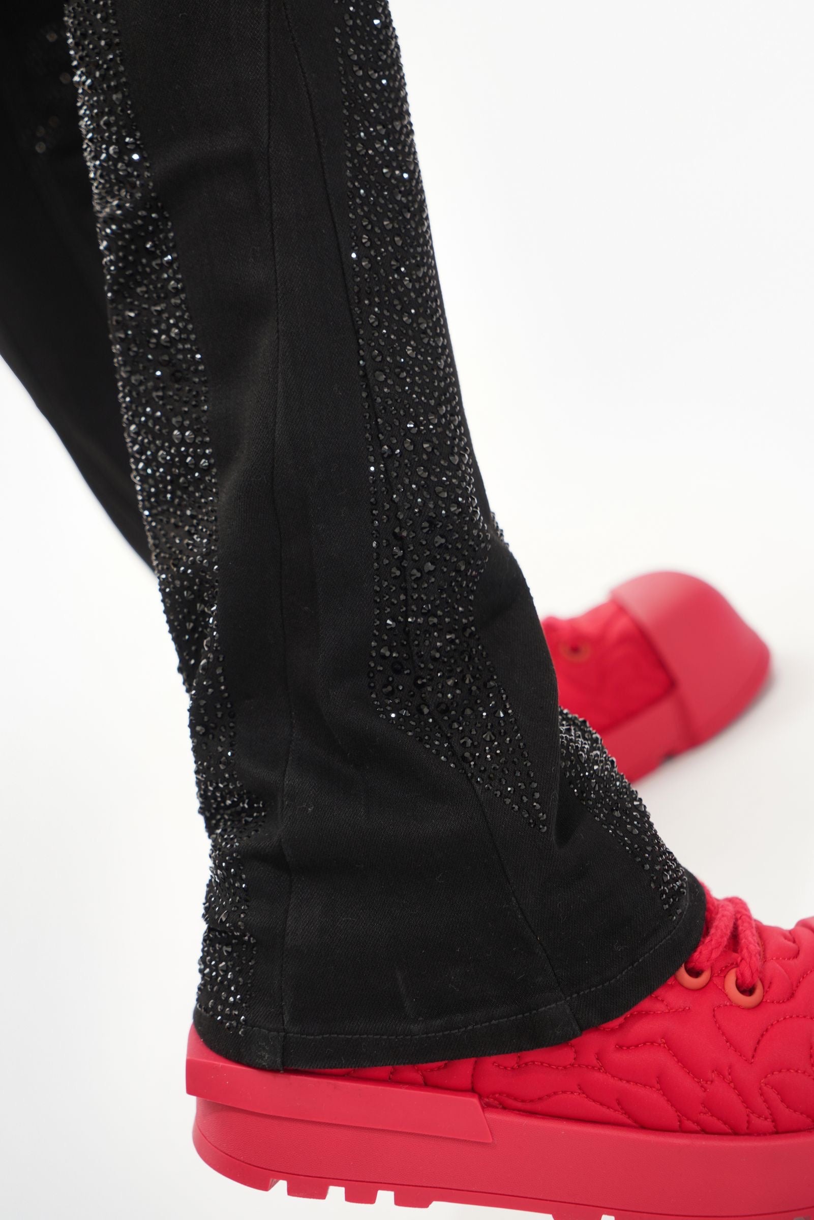 Close Up View of the SCRIPTED STACKED Jeans by Valabasas
