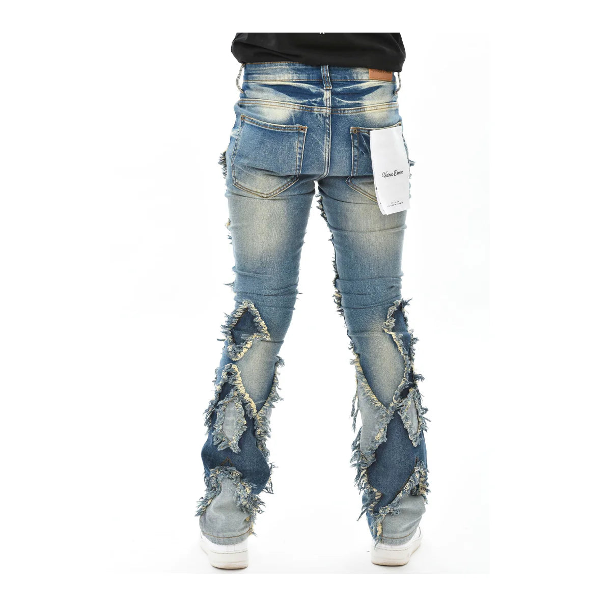 DIAMOND PATCHED DENIM PANTS