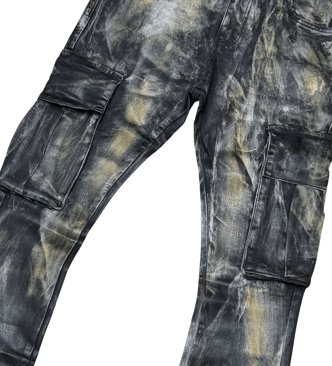 Vicious WAX COATED WASHED FLARED DENIM