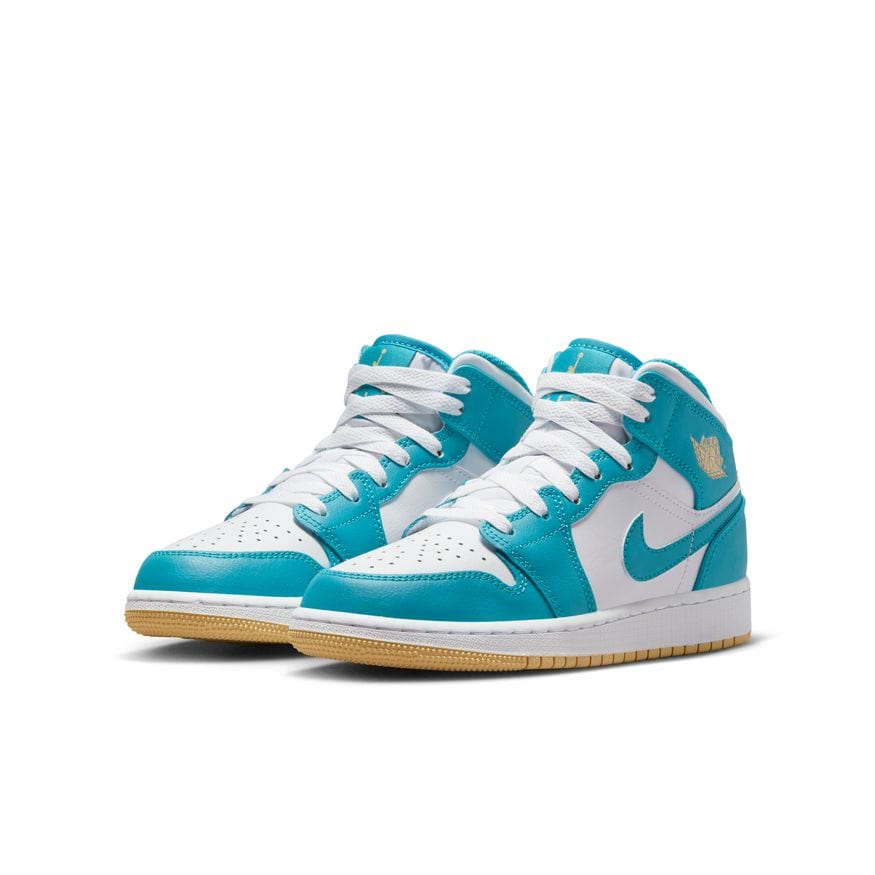 Air Jordan Footwear 3.5Y / AQUATONE/CELESTIAL GOLD-WHITE Air Jordan 1 Mid (GS)